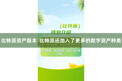 比特派资产版本  比特派还加入了更多的数字资产种类